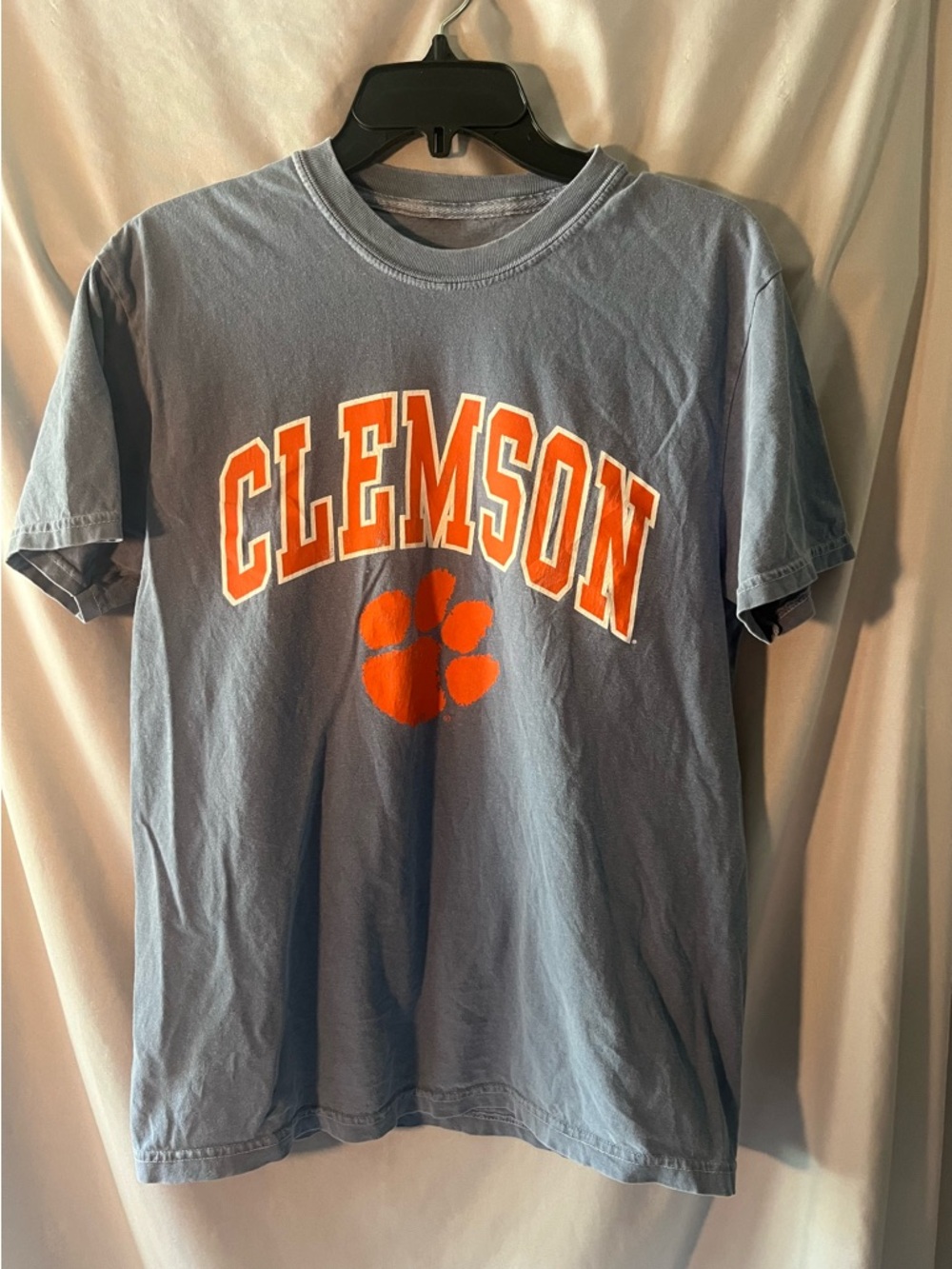 Clemson Graphic Tee in Slate Blue with Orange Logo